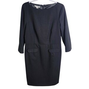 Vintage Pendleton Sheath Dress 100% Virgin Wool Black Size 12 Made In USA Career